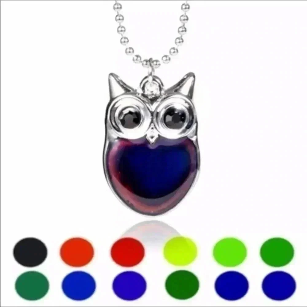Temperature Changing Silver Mood Owl Necklace NWT